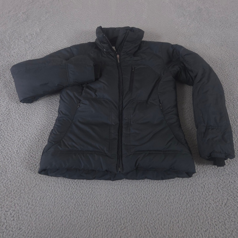 Columbia Jacket Womens Small Black Down Puffer Full Zip Thumbhole Cuffs Outdoor